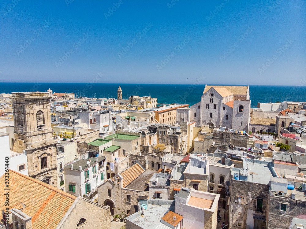 Panoramic view of Bari vecchia. Apulia, Italy. aerial view of Bari old town in a sunny day