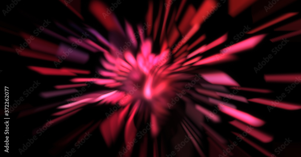 Obraz premium Light particle trails. Light explosion star with glowing particles and lines. Beautiful moving abstract rays background.