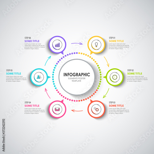 Info graphic with abstract round design stickers template