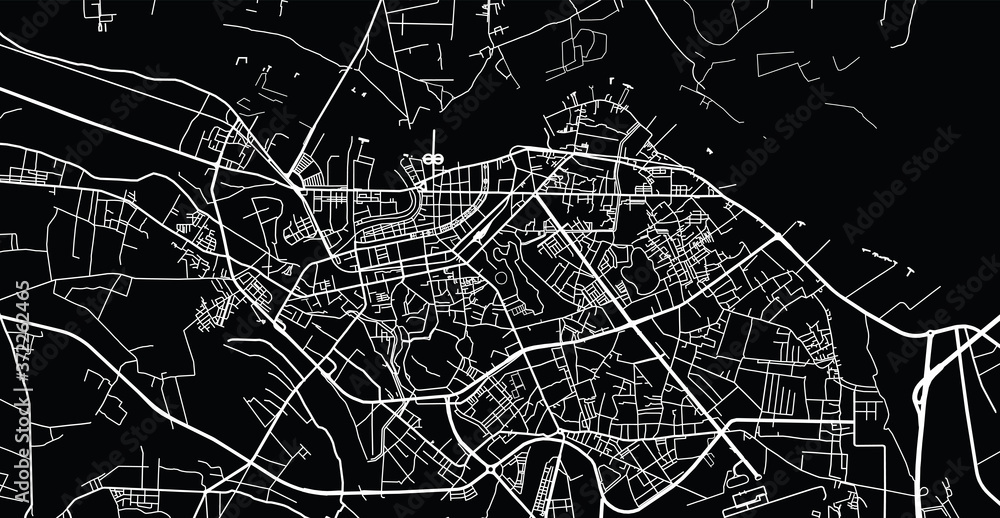 Vector aerial city road map of Hai Phong, Vietnam