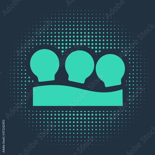 Green Vacuum cans icon isolated on blue background. Massage jars for face and body. Medical anticellulite cups. Abstract circle random dots. Vector.