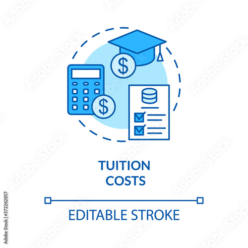 Tuition costs turquoise concept icon. Scholarship for student. Studying fee. Loan for university. College life idea thin line illustration. Vector isolated outline RGB color drawing. Editable stroke