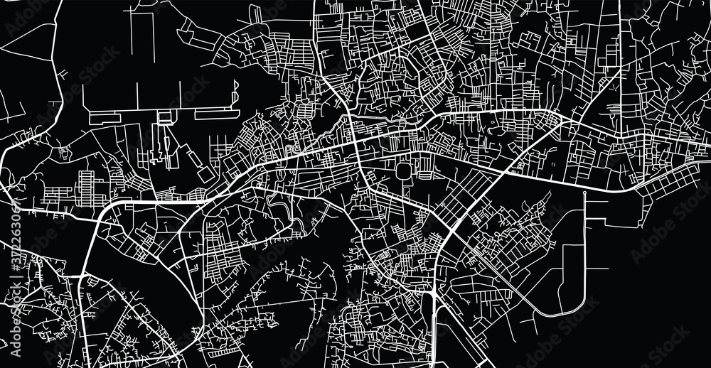 Vector aerial city road map of Bien Hoa, Vietnam