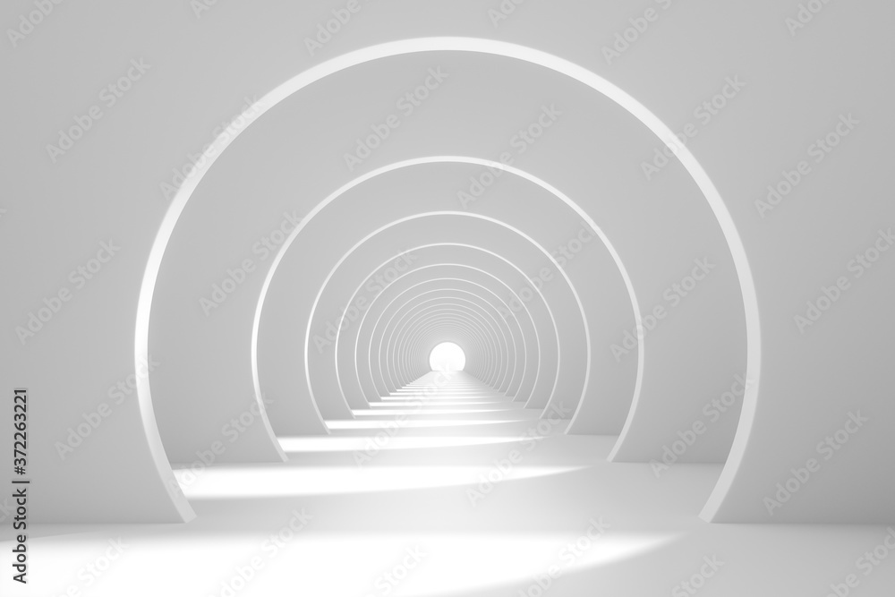 Obraz premium Bright white tunnel background, 3d rendering.