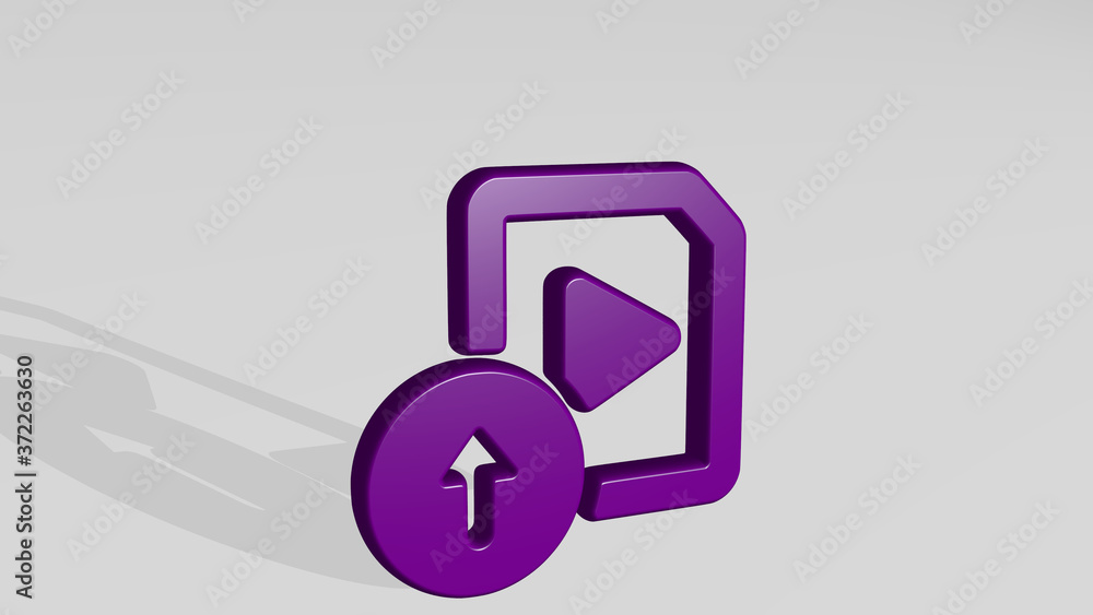 video file upload 3D icon casting shadow, 3D illustration for background and camera video file upload 3D icon casting shadow, 3D illustration for background and camera