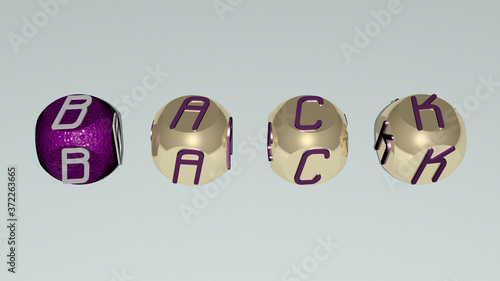 back text by cubic dice letters, 3D illustration for background and beautiful