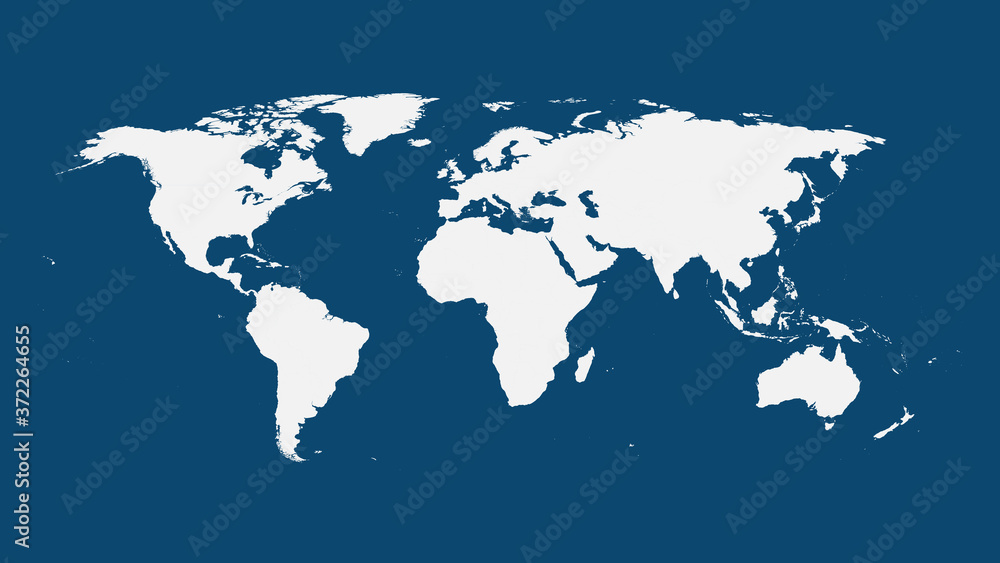 World map vector, isolated on blue background. Flat Earth, gray map ...