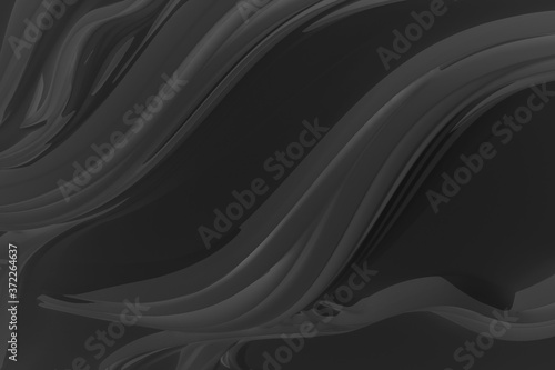 Digital silk cloth of wavy abstract backgrounds. Black and white 3D waves. Natural organic shapes.