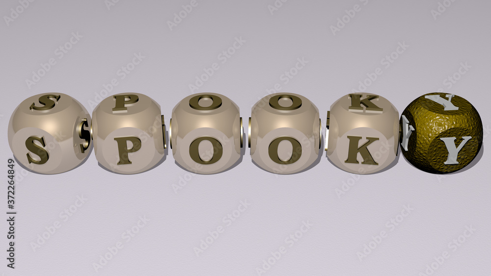 SPOOKY text by cubic dice letters, 3D illustration for halloween and background SPOOKY text by cubic dice letters, 3D illustration for halloween and background