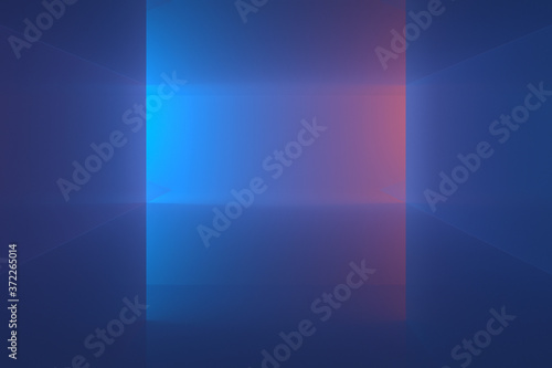 Fototapeta Naklejka Na Ścianę i Meble -  Foggy tunnel with blue and purple lights, 3d rendering.