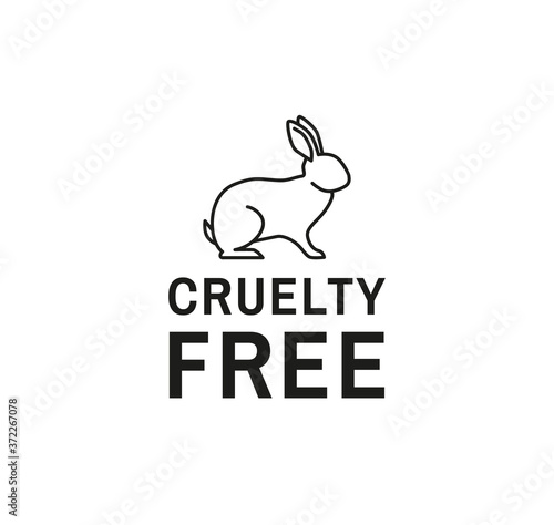 Animal cruelty free sign concept with rabbit icon for vegan cosmetics packaging design. - Vector illustration