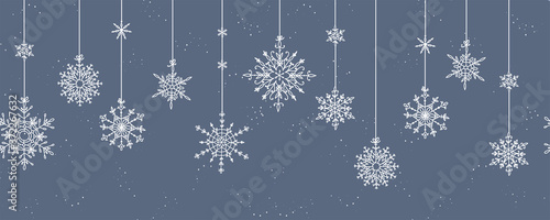 Beautiful hand drawn snowflakes seamless pattern, fragile winter background, great for textiles, banners, wallpaper, wrapping - vector design