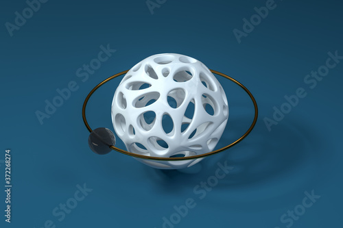 Organic tile holes material, decoration ball, 3d rendering. photo