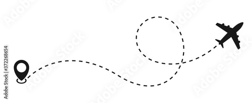 Plane and track icon on a white background. Vector illustration