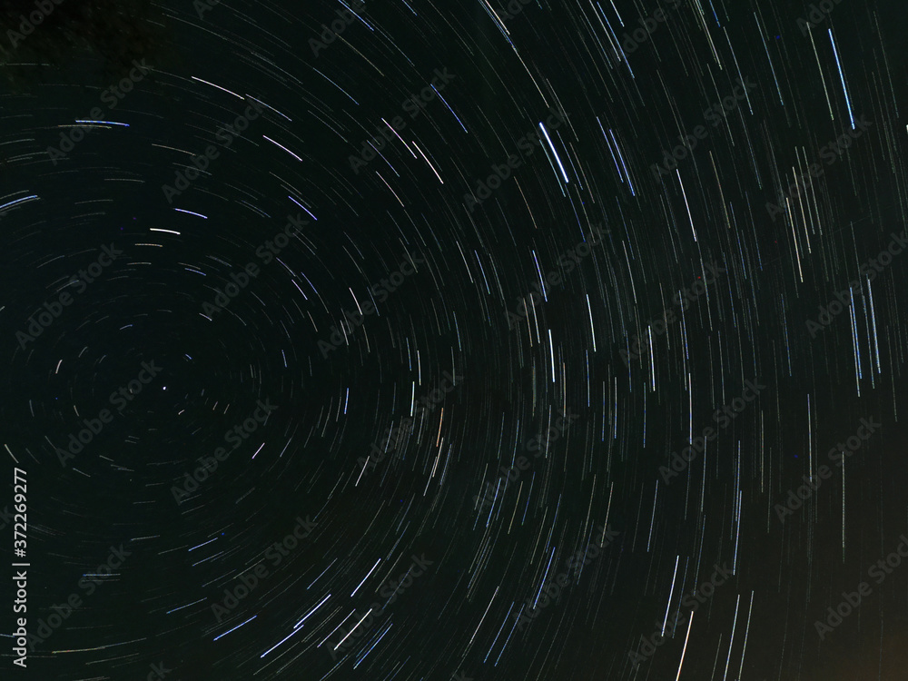 Starry night sky with galaxies from Star Trail