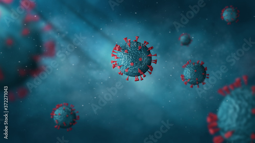 Abstract concept of corona virus on green background