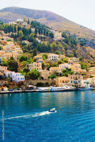 Greece, Symi island, scenic in Yalos, the port of Symi. © Theastock