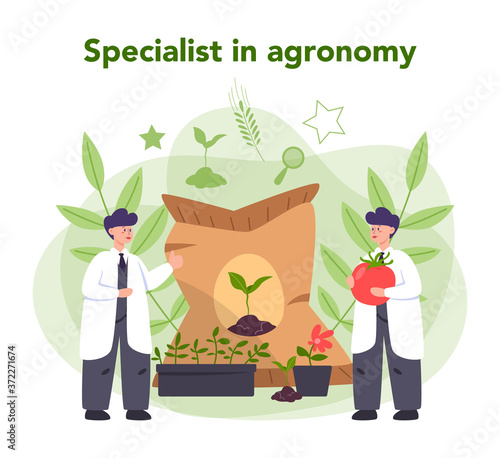 Argonomist concept. Scientist making research in agriculture. Idea