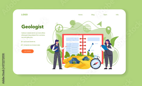 Geography web banner or landing page set. Studying the lands,