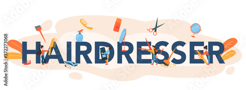 Hairdresser typographic header concept. Idea of hair care in salon