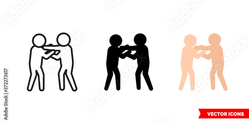 Fight icon of 3 types color, black and white, outline. Isolated vector sign symbol.