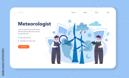 Meteorologist web banner or landing page. Weather forecaster
