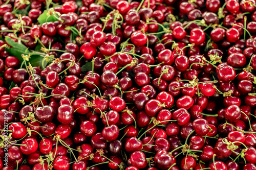 close up cherry in market
