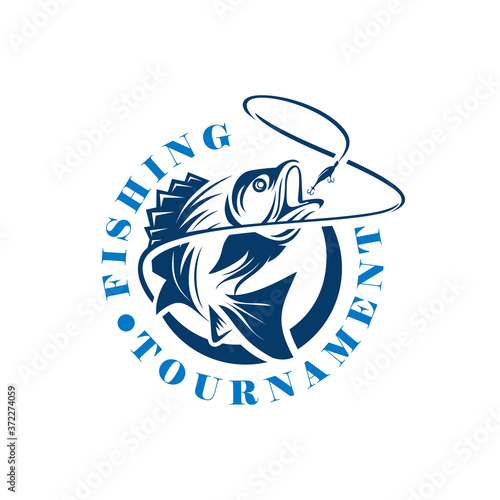 Fishing Tournament Logo Template,   Fishing logo design template illustration . Sport fishing Logo, Vintage Bass Fishing Emblems and Labels. Vector Illustration.