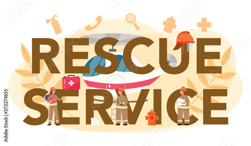 Urgency rescuer service help typographic header. Ambulance lifeguard
