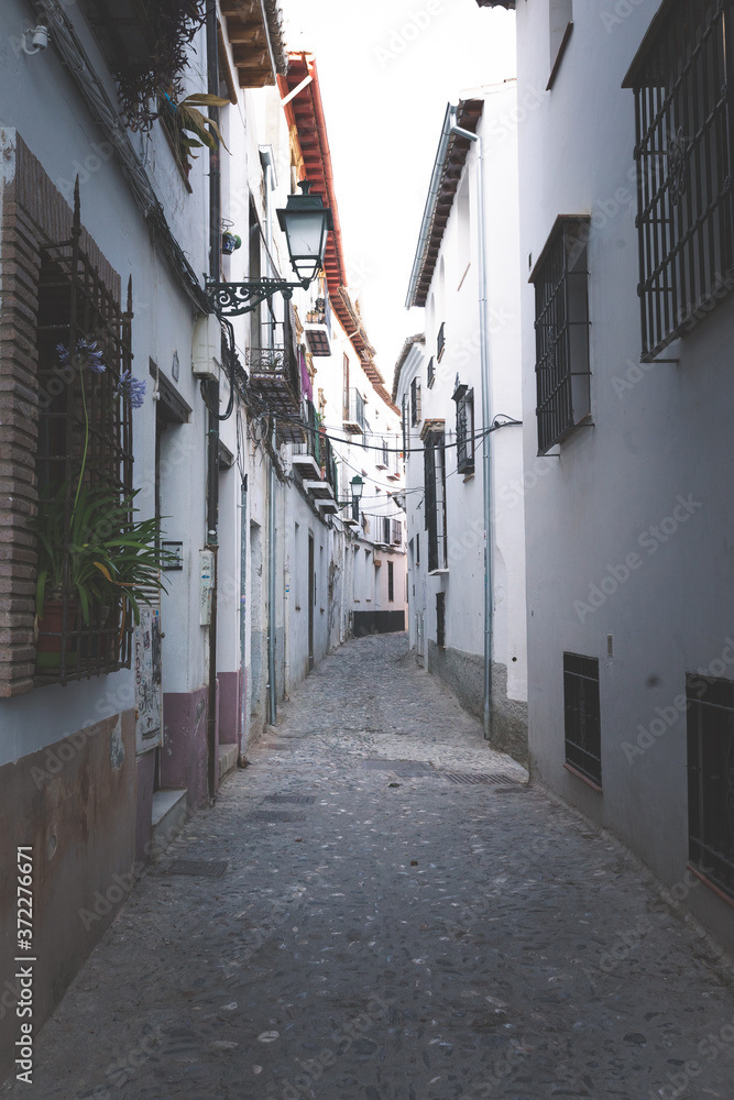 Streets from Albaicin neighborhood at Granada, Andalusia, Spain.