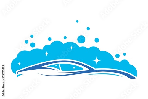 carwashing logo isolated on white background. Vector emblem for car cleaning services.