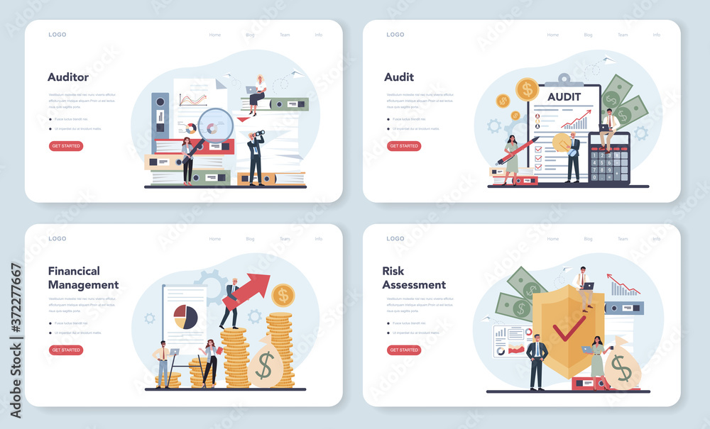 Audit web banner or landing page set. Business operation research Audit web banner or landing page set. Business operation research