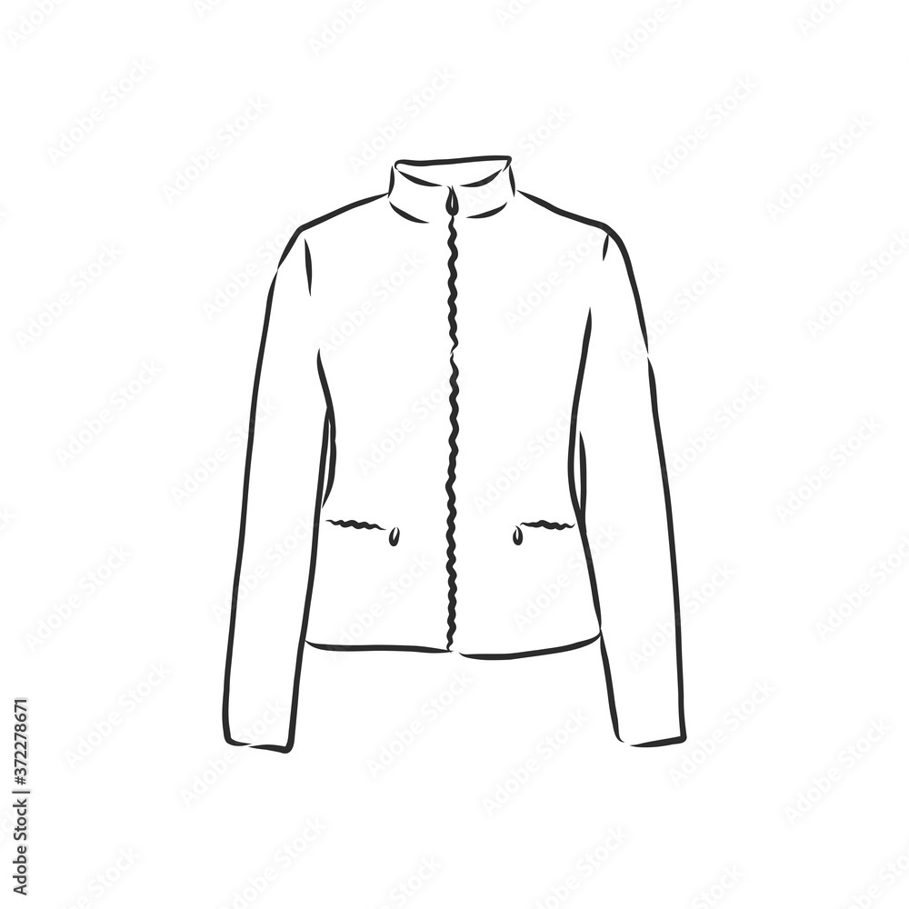 Vector Sketch Parka Jacket. Winter Outerwear. warm jacket, vector sketch illustration Vector Sketch Parka Jacket. Winter Outerwear. warm jacket, vector sketch illustration