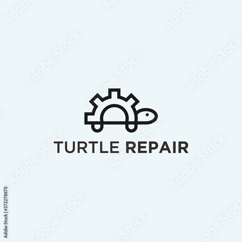 abstract turtle logo. gear icon
