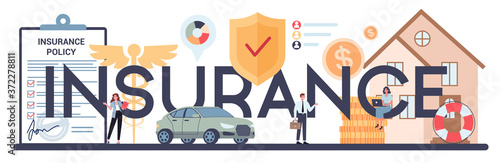 Insurance typographic header. Idea of security and protection