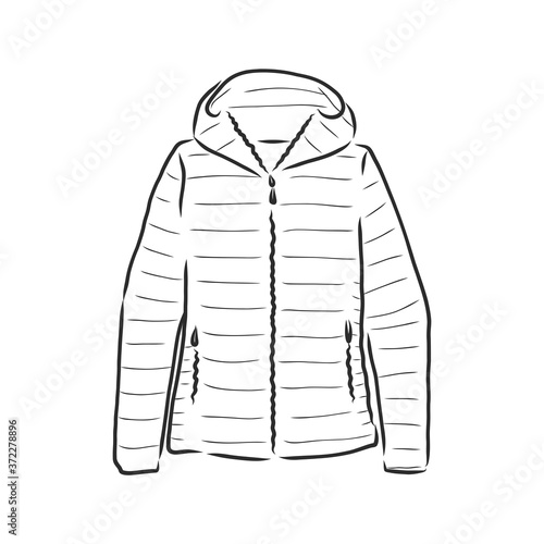 Vector Sketch Parka Jacket. Winter Outerwear. warm jacket, vector sketch illustration