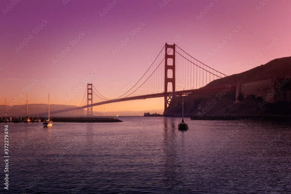 Naklejka premium The famous Golden Gate Bridge in San Francisco , seen from Point Cavallo