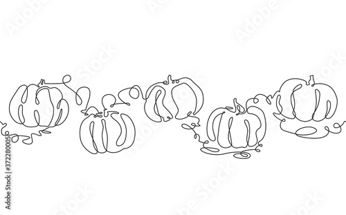 Pumpkin Horizontal Seamless Pattern. Can be used as element in Your design wo...