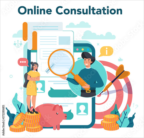 Enterpreneur online service or platform. Online consultation. Idea