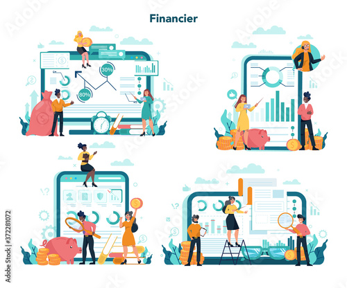 Financial advisor or financier online service or platform set. © inspiring.team