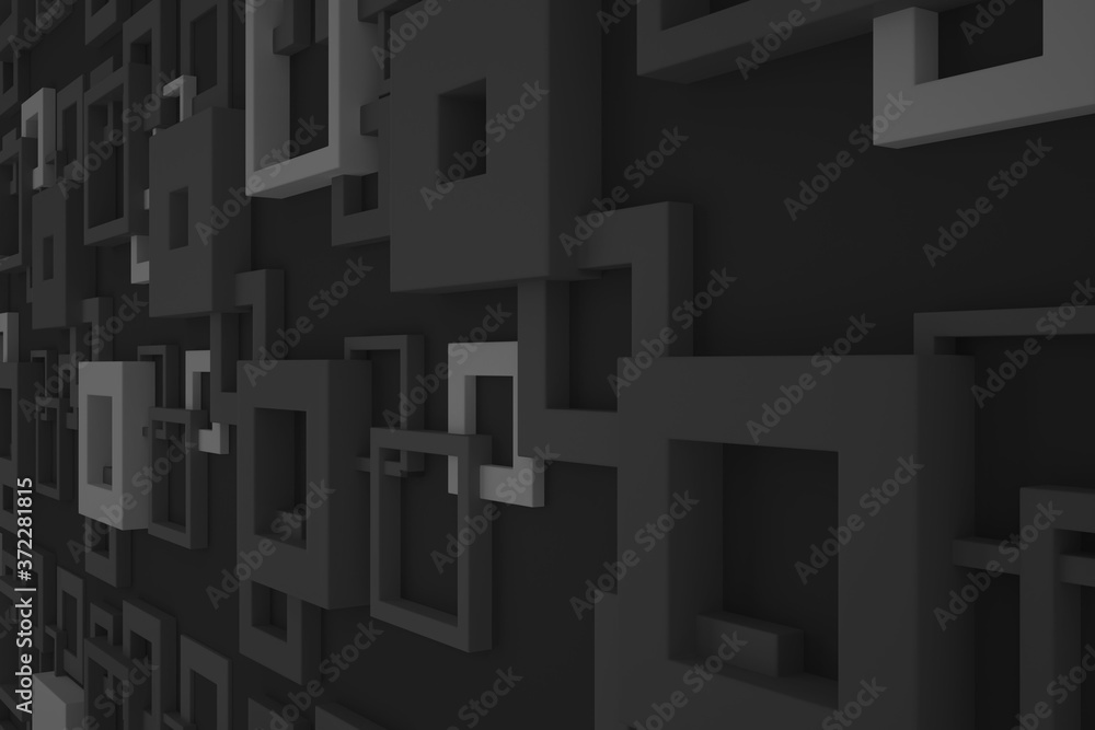 Geometrical shapes background. Black and white minimalist tech wall. Abstract 3D backdrop. Geometrical shapes background. Black and white minimalist tech wall. Abstract 3D backdrop.