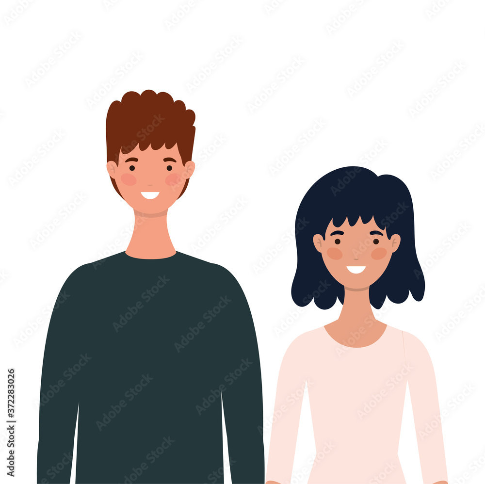 Woman and man avatars cartoons design, Person people and human theme Vector illustration