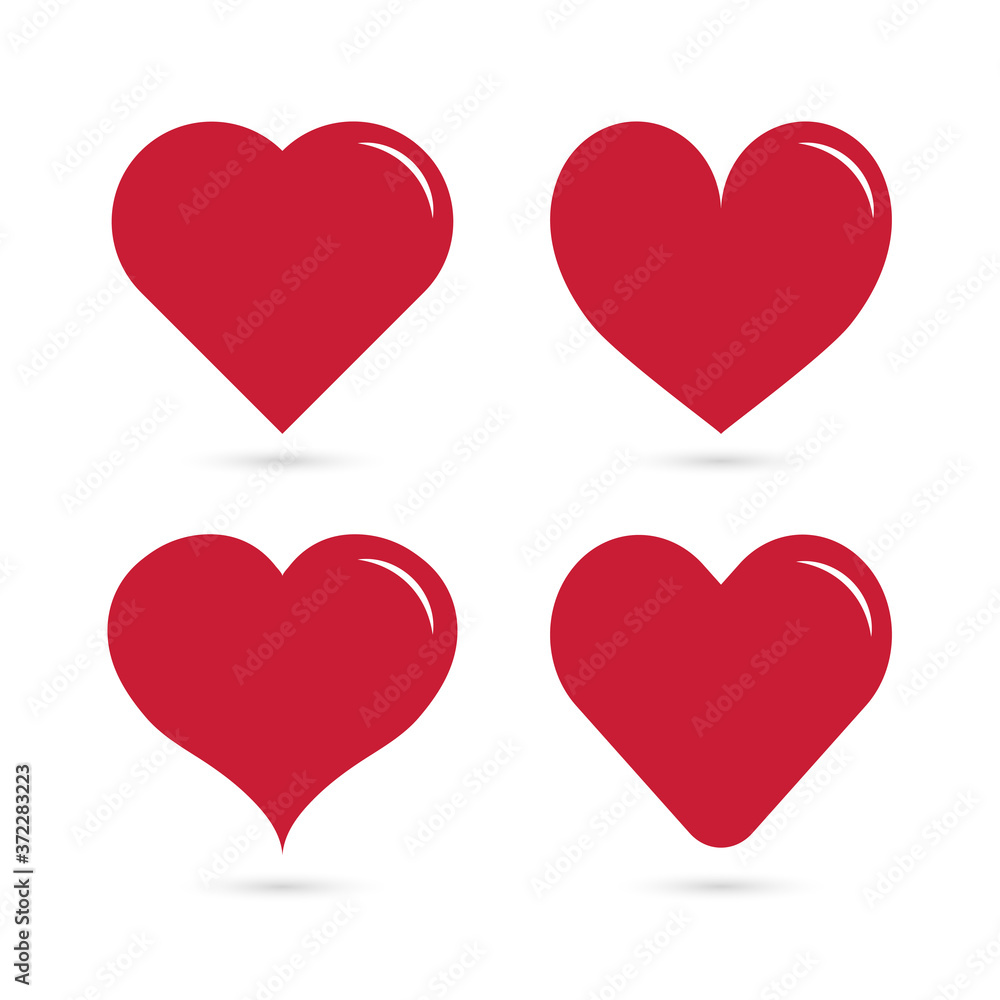 Red heart love happy valentine day flat icon set Red heart love happy valentine day flat icon set