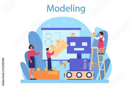 Modeling school subject concept. Engineering, crafting and constraction