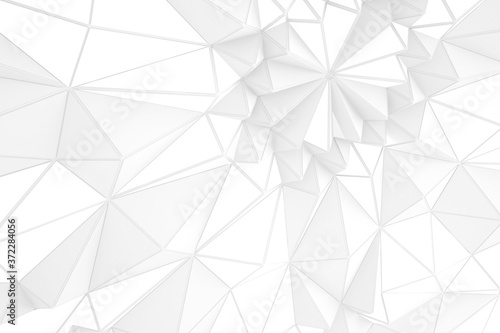 Black and white polygonal shapes background. Low poly triangles mosaic. Crystals 3D backdrop.