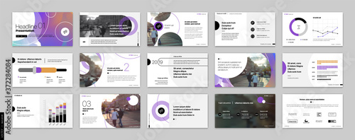 Geometric Purple Presentation Element Templates. Vector infographics. For use in Presentation, Flyer and Leaflet, SEO, Marketing, Webinar Landing Page Template, Website Design, Banner.