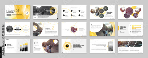 Geometric Yellow Presentation Element Templates. Vector infographics. For use in Presentation, Flyer and Leaflet, SEO, Marketing, Webinar Landing Page Template, Website Design, Banner.