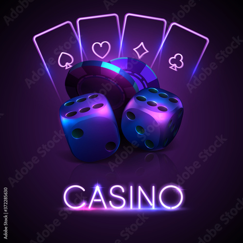 Neon color light casino banner