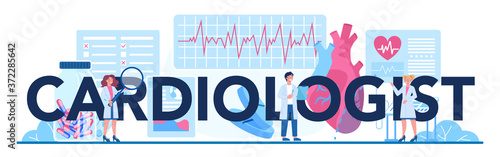 Cardiologist typographic header. Idea of heart care and medical