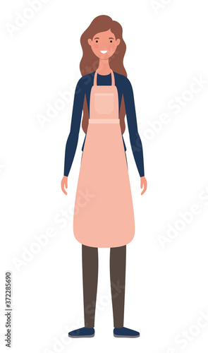 saleswoman cartoon with apron design of Shopping commerce and market theme Vector illustration